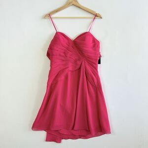 Faviana Hot Pink Strapless Sweetheart Chiffon Short Cocktail Dress Womens 16 NEW